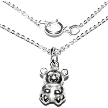 Přívěsek Stříbrný přívěsek medvídek na řetízku - P716/brill (Sada přívěsek 3D medvídek na řetízku)