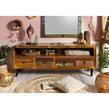 Televizní stolek Televizní stolek ze starého dřeva 180x45x70, vícebarevný, lakovaný