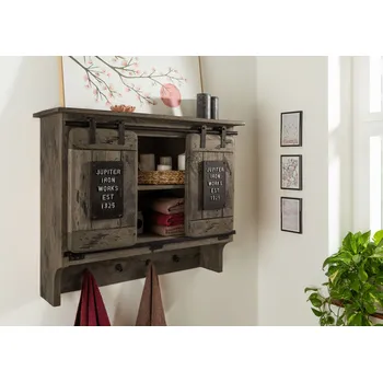 Věšák IRON Nástěnný věšák Mango 90x30x75, šedý, lakovaný