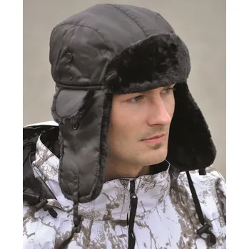 Čepice MILTEC Beranice ušanka s kožešinou zimní MA1® Pilot Mil-Tec® Black Velikost: XXL (61-62)