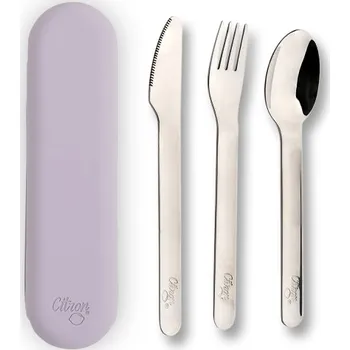 dětská jídelní sada Citron Set příborů se silikonovým pouzdrem - Purple