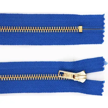 Zip Pro Háčkování Kovový zip nedělitelný 16 cm, Ø 6 mm sytě modrý