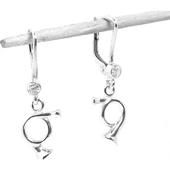 Náušnice Stříbrné náušnice zirkon a poštovní trumpeta - NK28/449 (Stříbrné náušnice s poštovní trubkou trumpetou)
