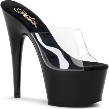 Dámské erotické boty Pleaser Adore-701 - Dámske sexy pantofle Černo-průhledné Lakované Velikost 43