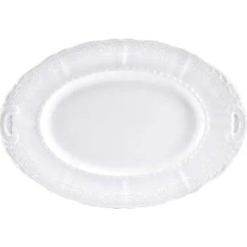 Mísa oválná, 36 cm, český porcelán, Sonáta, bílá krajka, Leander