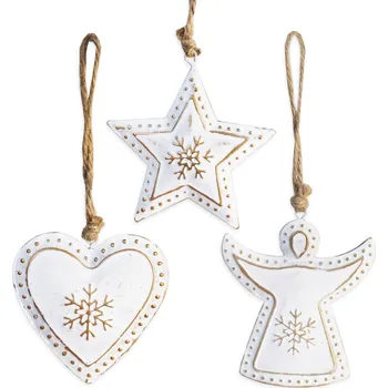 Vánoční dekorace Vánoční závěs plech 9cm bílá mix (549591)