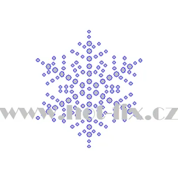 SV068 - sněhová vločka nažehlovací hot-fix kamínková aplikace na textil, rozměry cca 5,8x6,5cm barva: kameny barva 101 Crystal /stříbrná