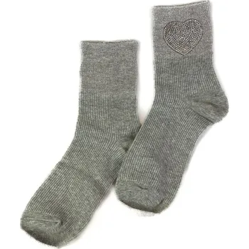 Dívčí ponožky se srdíčkem šedé, Velikost 33-35