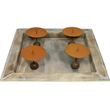 Vánoční svícen Adventní svícen přírodní 9305171 31, 5 x 31, 5 x 7 cm