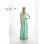 Maxi plesové šaty s výstřihem a tylovými rukávy - Green L Barva: Zelená, Velikost: L