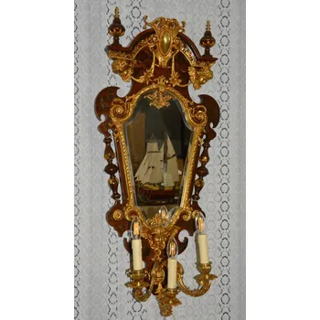 Zrcadlo Zámecké zrcadlo se svícny zdobené bronzem - UNIKÁT