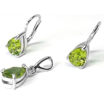 Souprava šperků Stříbrná souprava náušnice a přívěsek přírodní olivín - NK,P1361 (Stříbrná sada náušnice a přívěsek s přírodním olivínem)