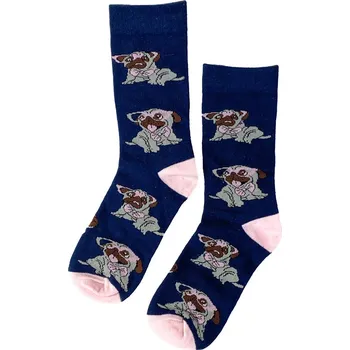 Tmavě modré dětské ponožky s pejskem, Velikost 36-38
