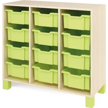 Zahradní úložný box Skříň s 12 boxy zelená FRESH (modul 9)