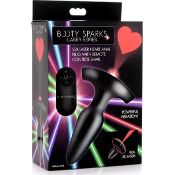 Anální kolík Booty Sparks Laser Heart Small Anal Plug with Remote Control Black
