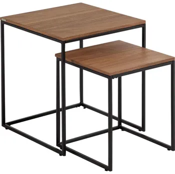 Toaletní stolek Set dvou ořechových odkládacích stolků Kave Home Yoana 35x35/ 45x45 cm