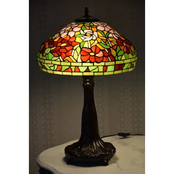 Stojací lampa Tiffany lampa s květinami - velká