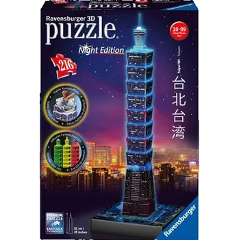 3D puzzle Ravensburger Svítící 3D puzzle Noční edice Taipei 216 dílků