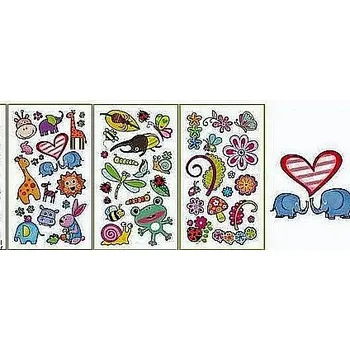 samolepka Tetovací obtisky barevné dětské se zvířátky a broučky 15x8,5cm