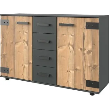 Komoda Komoda ALYSSA stříbrná jedle/grafit, 130 cm industriální/moderní