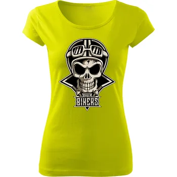 Dámské tričko Dámské moto tričko Skull Bikers limetkové