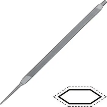 Plochý pilník pro dvojitý rovný řezný úhel (LC1002) (Šestihranný pilník Vallorbe na broušení řetězu pily. Díky svému profilu umožňuje efetivnější naostření zubu pily a dosáhnete tak vyššího řezného výkonu.)