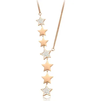 Náhrdelník BRUNOshop.cz Dlouhý náhrdelník HVĚZDY ROSE GOLD s kamínky