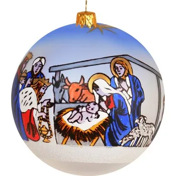 Vánoční ozdoba Irisa Skleněná baňka na stromeček ČAS VÁNOČNÍ modrá koule 10 cm, dárkové balení 1 ks Velikost: 10 cm, Balení: 1ks, Barva: modrá