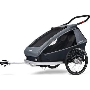 vozík za kolo CROOZER KID FOR 2 Plus 2020, Vaaya GRAPHITE BLUE - ZDARMA dopravné! (2v1 odpružený vozík za kolo)