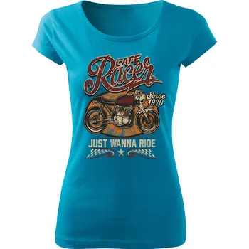 Dámské tričko Dámské moto tričko Cafe Racer 1970 tyrkysové