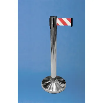 Plotový sloupek EXPOINT Zahrazovací sloupek NEREZ s pásem šířky 80 mm Název: barva pásu červeno-bílá