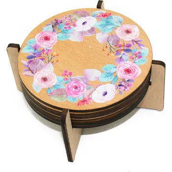 Podtácek art-wood.cz Dřevěné podtácky - květ růže