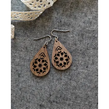 Náušnice art-wood.cz Dřevěné náušnice - Ledový květ