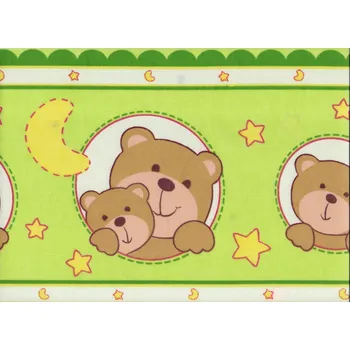 JAN peří Kvalitní bavlněná látka - plátno Méďa v kroužku zelený v metráži - Kvalitní bavlněná látka - Méďa v kroužku zelený 1 m (100x140 cm)