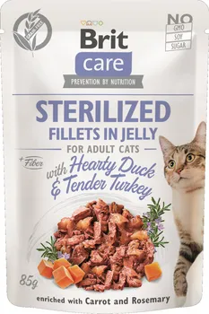 Krmivo pro kočku Brit Care Cat Sterilized Fillets in Jelly Adult Hearty Duck/Tender Turkey 85 g