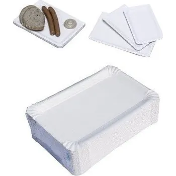 Jednorázové nádobí Tácek papírový 11 x 17 cm č. 3, bílý, 100 ks/bal. 7310173PA