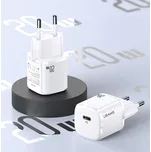 20W EU napájecí adaptér / nabíječka USAMS - mini provedení - USB-C pro Apple iPhone / iPad - bílý; T36