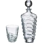 Skleněná láhev na whisky a sada sklenic, Crystalite Bohemia, WAVE, (6+1)