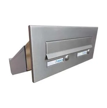 Poštovní schránka DOLS Poštovní schránka D-042 šikmá do sloupku + čelní deska s 2x zvonkem ČD-3 - NEREZ