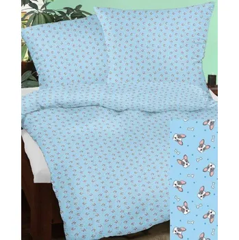 Povlečení Bavlněný povlak na polštář 40x60 cm modrý pejsek