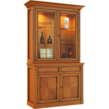 Knihovna Příborník dvojdílný s nástavbou a osvětlením 06x160, třešeň