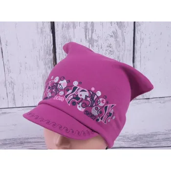 Pokrývka hlavy Šátek dívčí RDX 2971 s kšiltem fialkový s rybičkami velikost čepic: 48-50cm (1-2 roky, RDX vel.3)