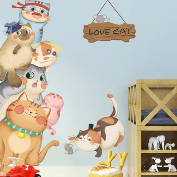 Samolepící dekorace Samolepka na zeď "Kočky" 103x75 cm