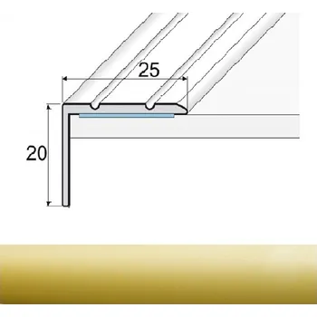 soklová lišta SH Profil, s.r.o. Effector A36S Schodová hrana 25x20, samolepící, délka 120cm Dekor: Zlato