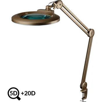Lupa Zlatá pracovní LED lampa s lupou IB-178, průměr 178mm, 5D+20D