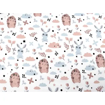 Bavlněná látka / plátno zajíc, ježek, barva 1 (871) béžová