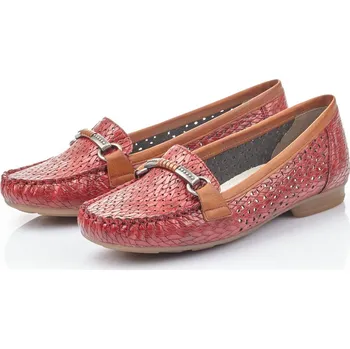 Dámské mokasíny Dámská vycházková obuv 40055-35 RIEKER červená Barva: red/comb, Velikost: 36