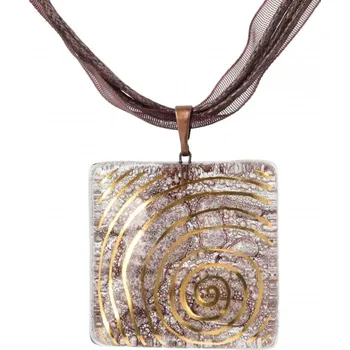 Přívěsek Skleněný přívěsek hnědý se zlatou perokresbou PZ0202