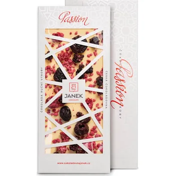Cukrovinka 31,1% bílá čokoláda Passion s třešněmi, malinami, ostružinami a růží