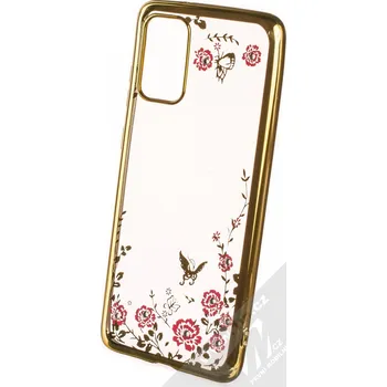 Pouzdro na mobilní telefon 1Mcz Diamond Flower TPU ochranný kryt pro Samsung Galaxy S20 Plus zlatá (gold)